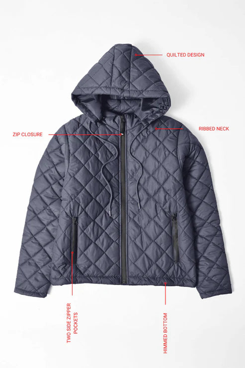 Polo Republica Men's Hooded Quilted Puffer Jacket