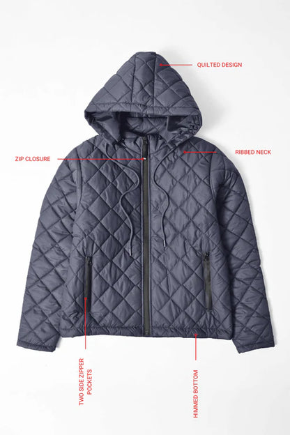 Polo Republica Men's Hooded Quilted Puffer Jacket