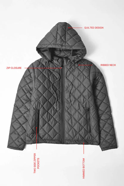 Polo Republica Men's Hooded Quilted Puffer Jacket